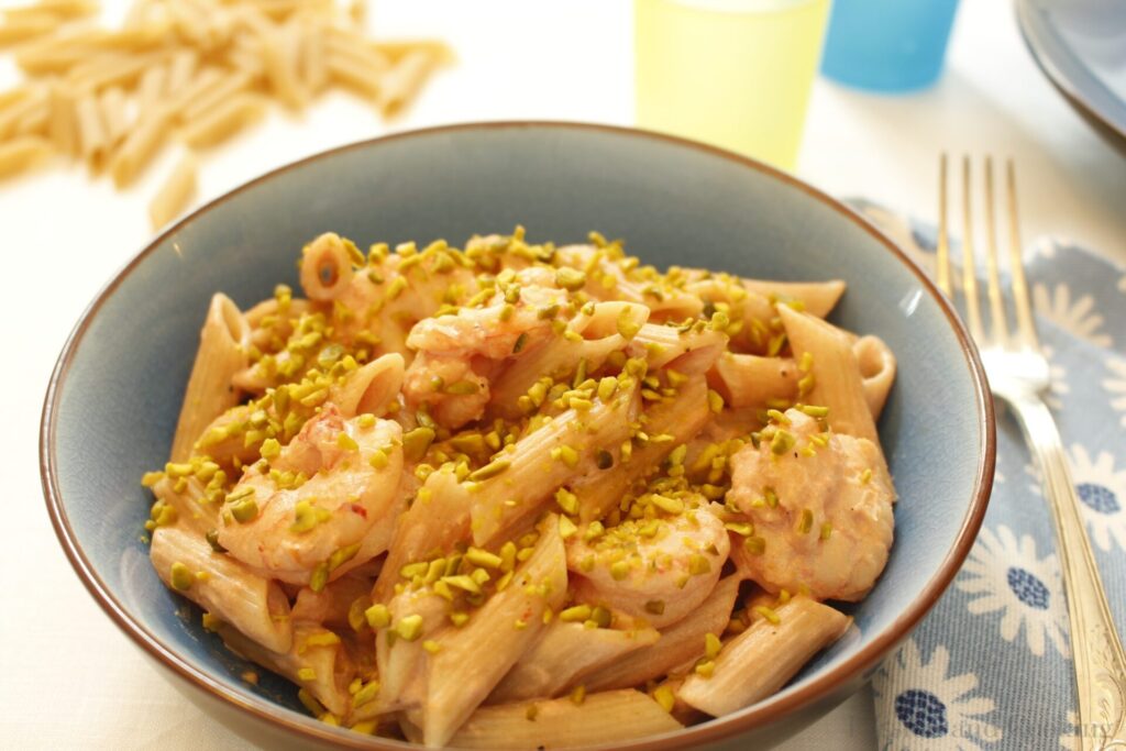 Pasta di Farro con Gamberi e Pistacchio (Spelt Pasta with Prawns and Pistachio) Passion and