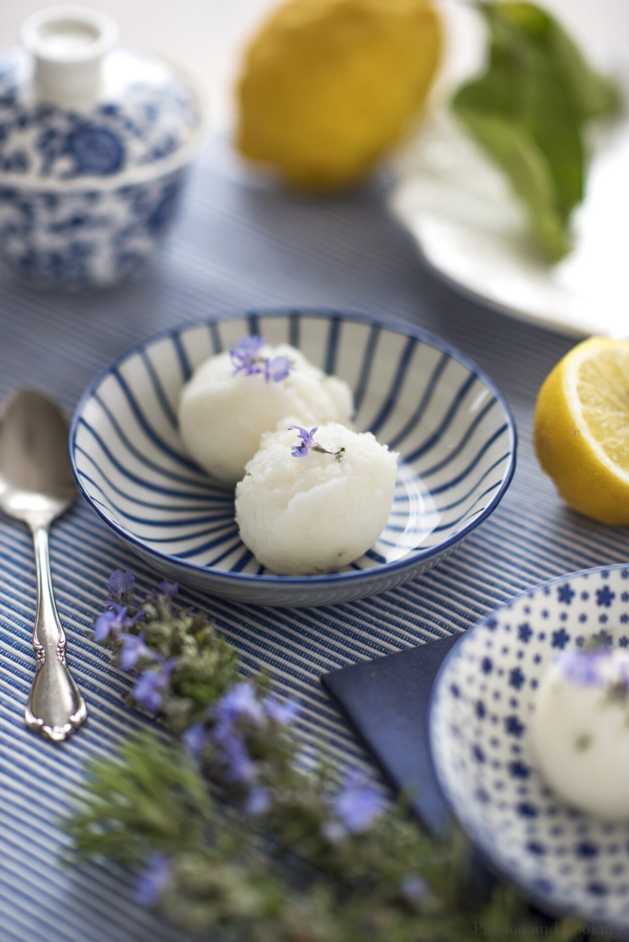 Lemon and rosemary sorbet