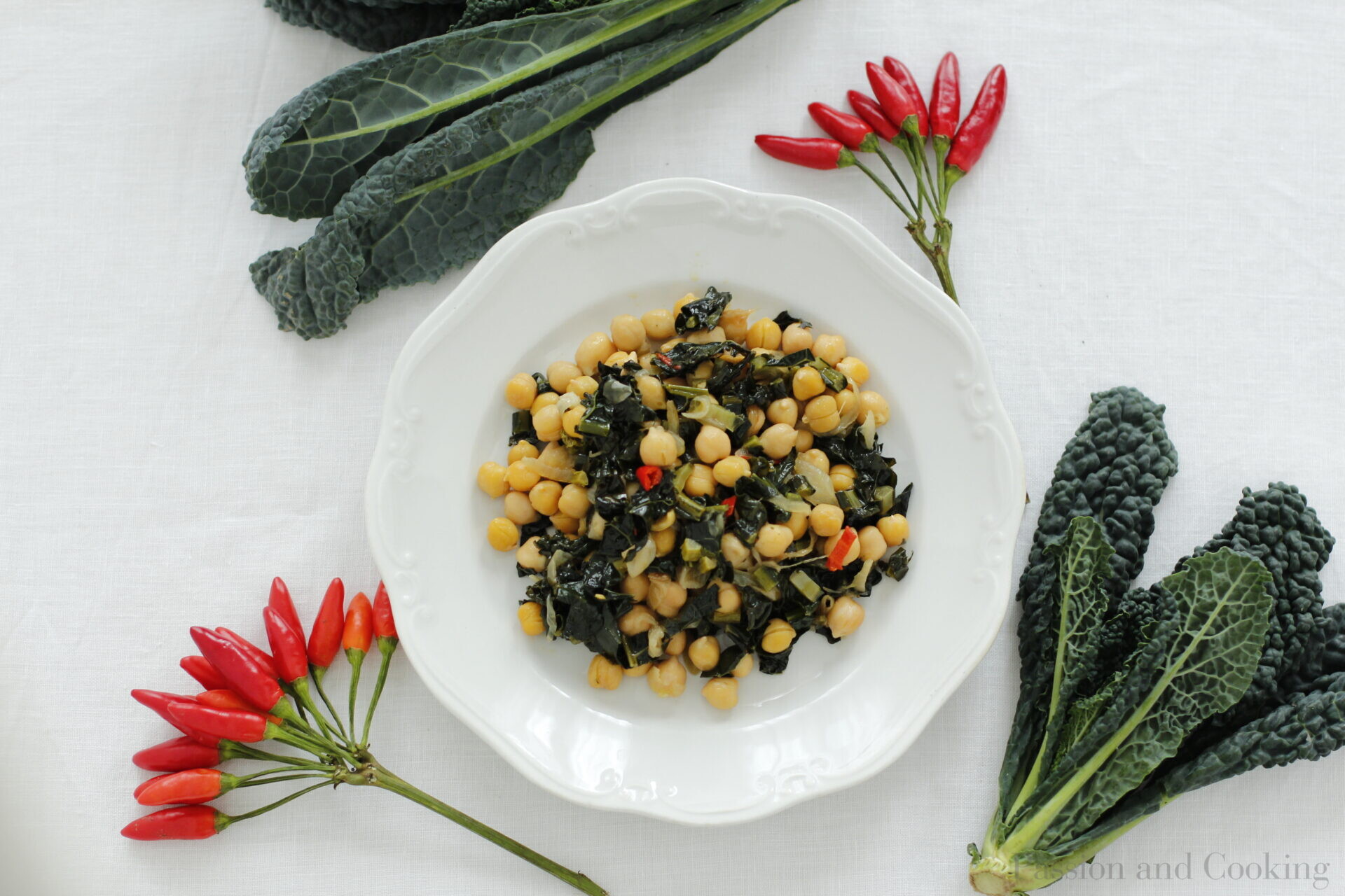 Chickpeas and kale