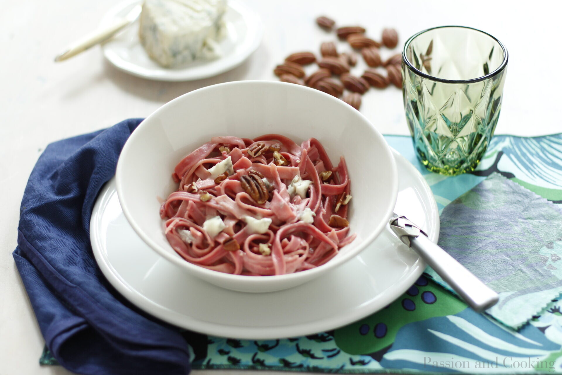 Homemade beet tagliatelle