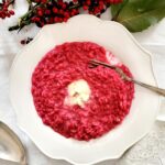 Risotto with beets, Robiola and Gorgonzola